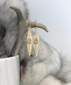 Qajaq earrings – sealskin and caribou antler_Alook Design by Alookie Korgak (2)