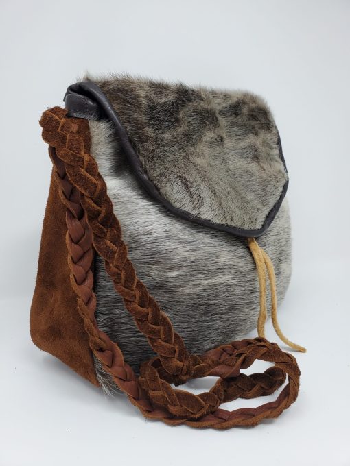 Natural ring sealskin satchel purse - Image 2