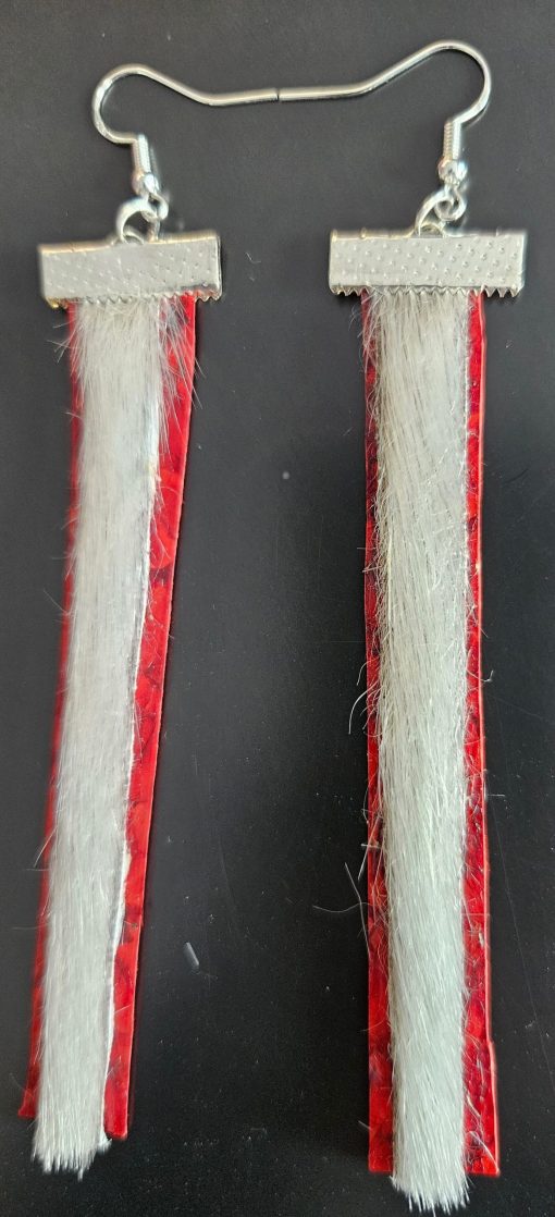 Sea Earrings: Seal and Fish Skin Red #2 - Image 2