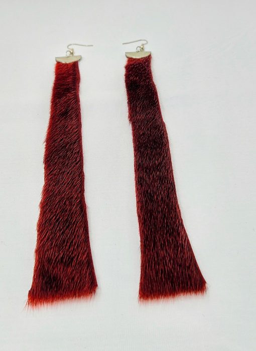 Natural Sealskin Elegant Long Drop Earrings - Image 2