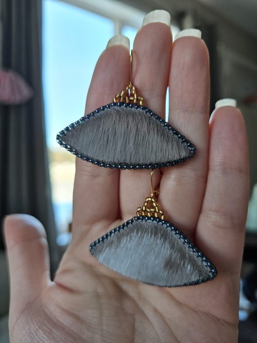 Uluit Earrings - Double Sided Sealskin - Image 3