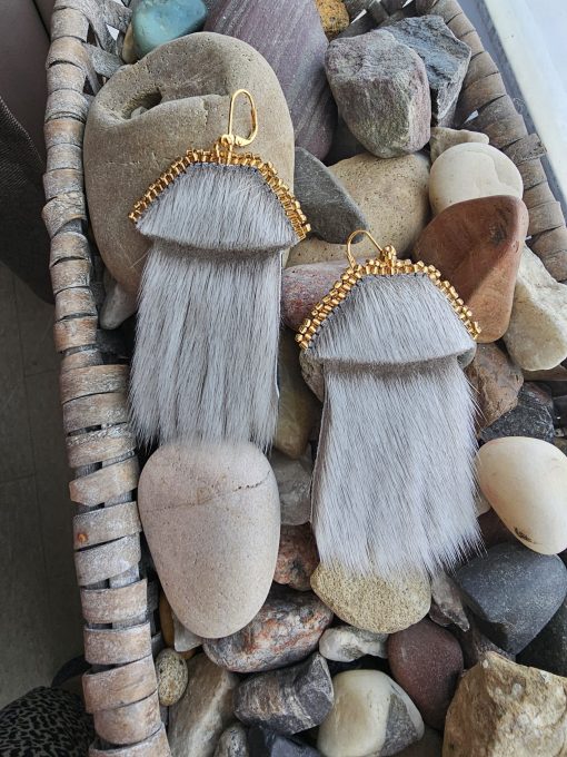 Uluit Earrings - Short Light Sealskin - Image 2