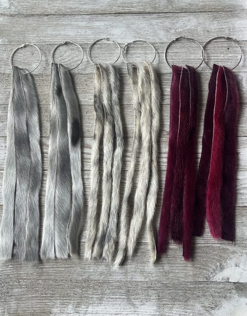 Medium Hoop Earrings with Attached Long Sealskin - Image 3