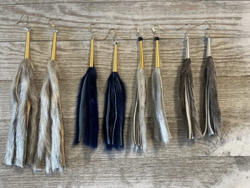 Seal Fur Fringe Earrings - Image 3