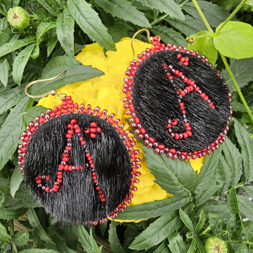 Beaded A+ Earrings on Black Sealskin