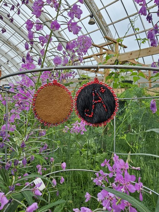 Beaded A+ Earrings on Black Sealskin - Image 2
