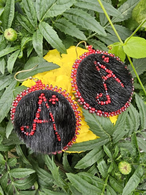 Beaded A+ Earrings on Black Sealskin - Image 3