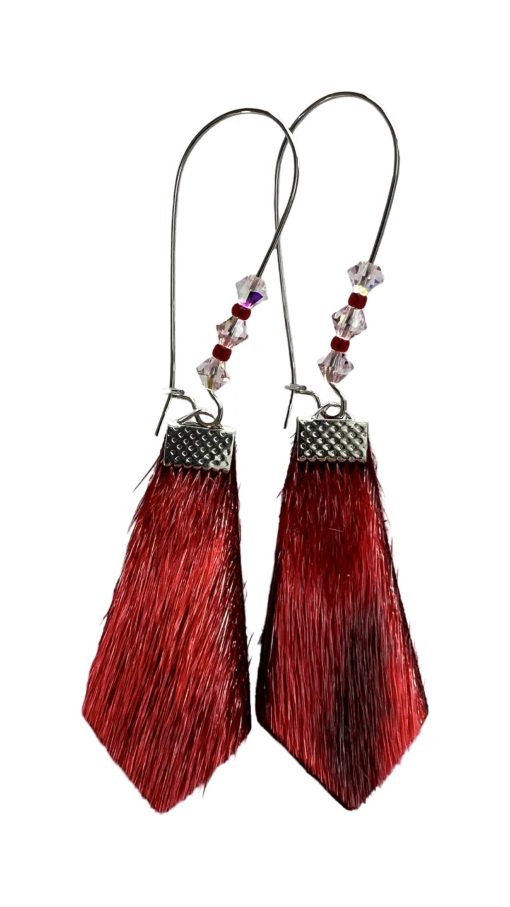 Red Sealskin Earrings (8.2 cm) - Image 6