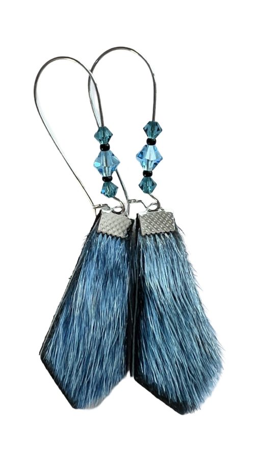 Blue Sealskin Earrings (8.2 cm) - Image 6