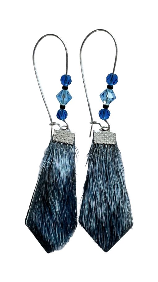 Blue Sealskin Earrings (8.2 cm) - Image 3