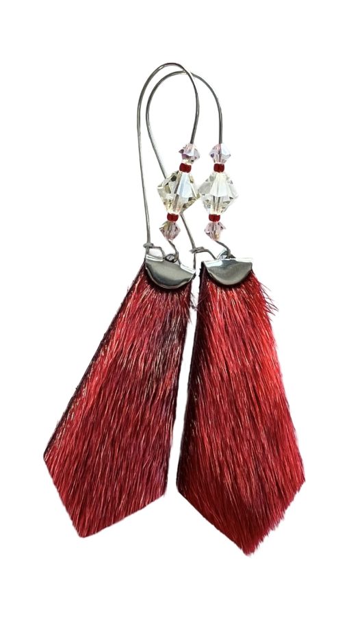 Red Sealskin Earrings (8.2 cm) - Image 4