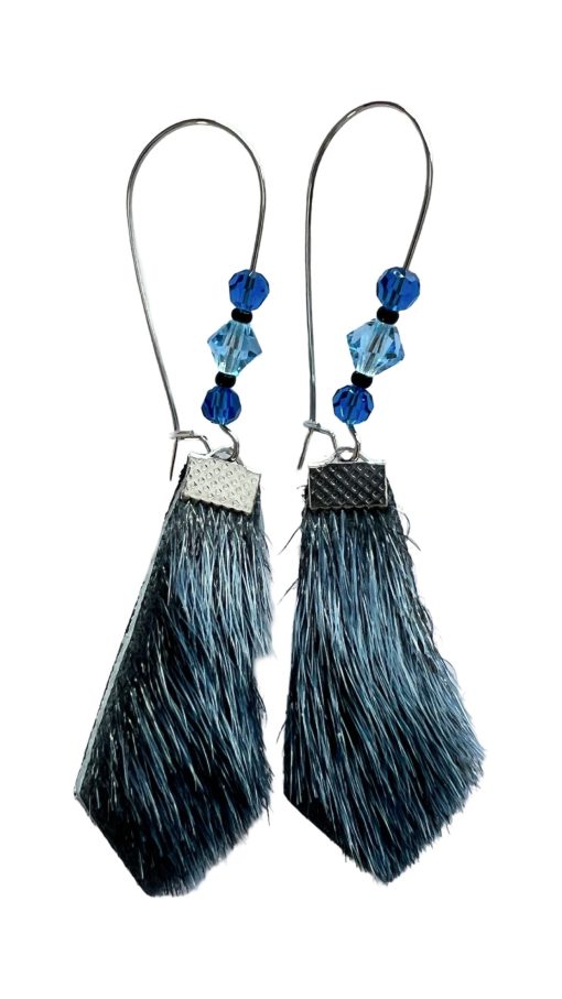 Blue Sealskin Earrings (8.2 cm) - Image 4