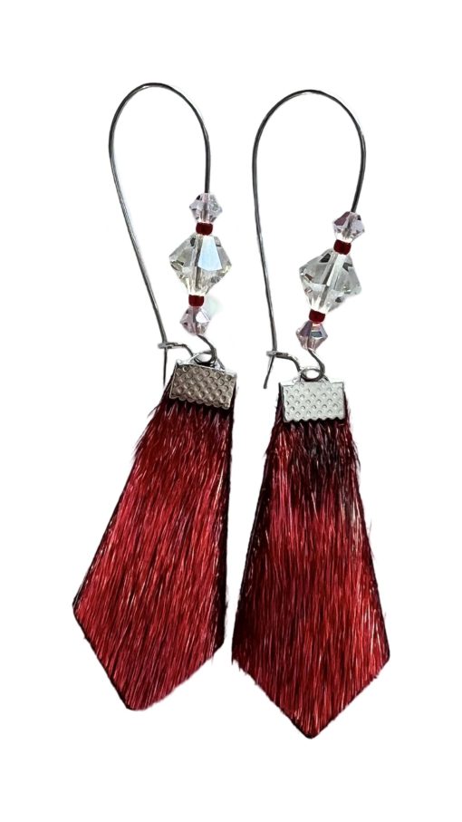 Red Sealskin Earrings (8.2 cm) - Image 3