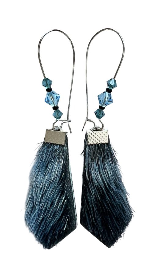 Blue Sealskin Earrings (8.2 cm) - Image 2