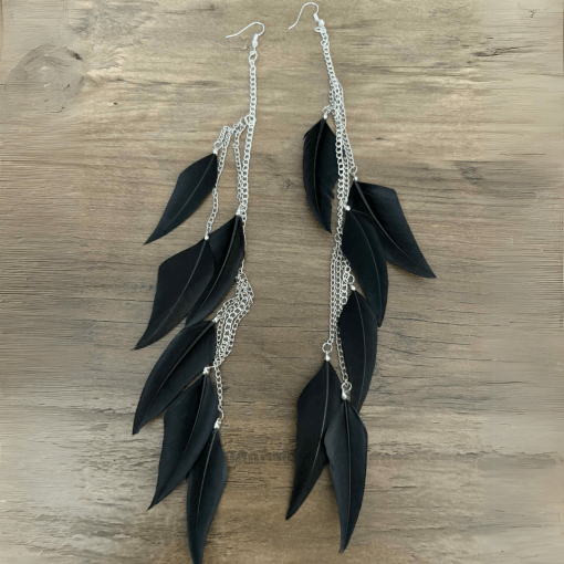 Black Leather Chain Earrings