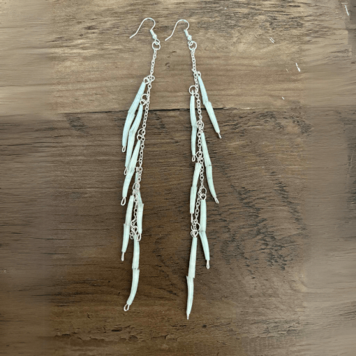 Dentalium Shell Earrings (Aqua)