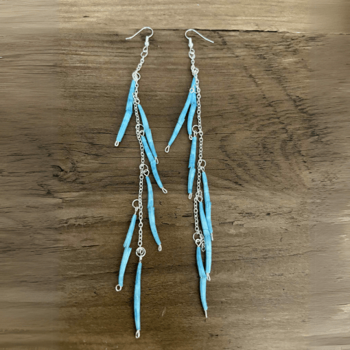 Dentalium Shell Earrings (Blue)