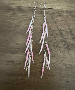 Dentalium Shell Earrings (Pink)