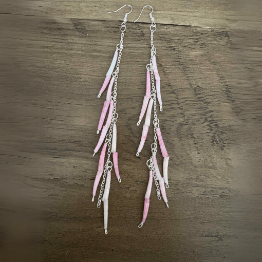 Dentalium Shell Earrings (Pink)