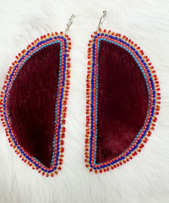 Half Moon – Full Moon Red Sealskin Earrings