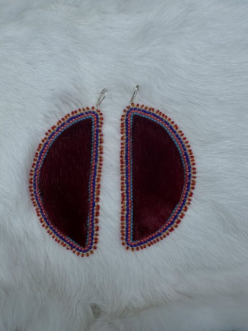 Half Moon – Full Moon Red Sealskin Earrings - Image 3