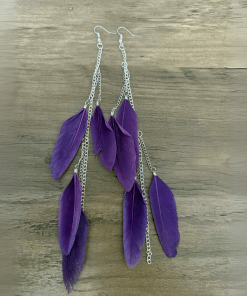 Purple Leather Chain Earrings