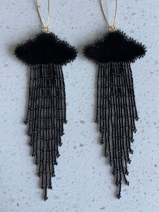 Goth Dreams: Black Sealskin Earrings - Image 2