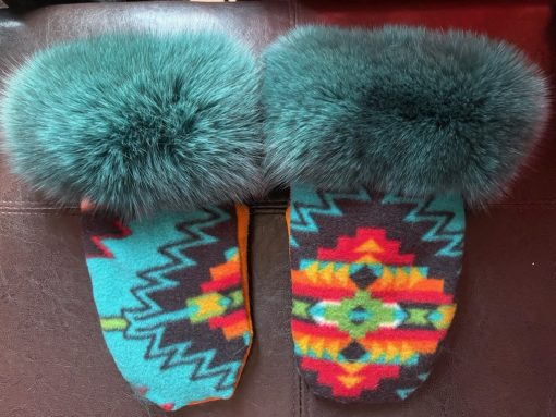 Green Fox Cuff Mittens - Image 2