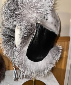 Harp Sealskin and Indigo Fox Fur Trapper Hat