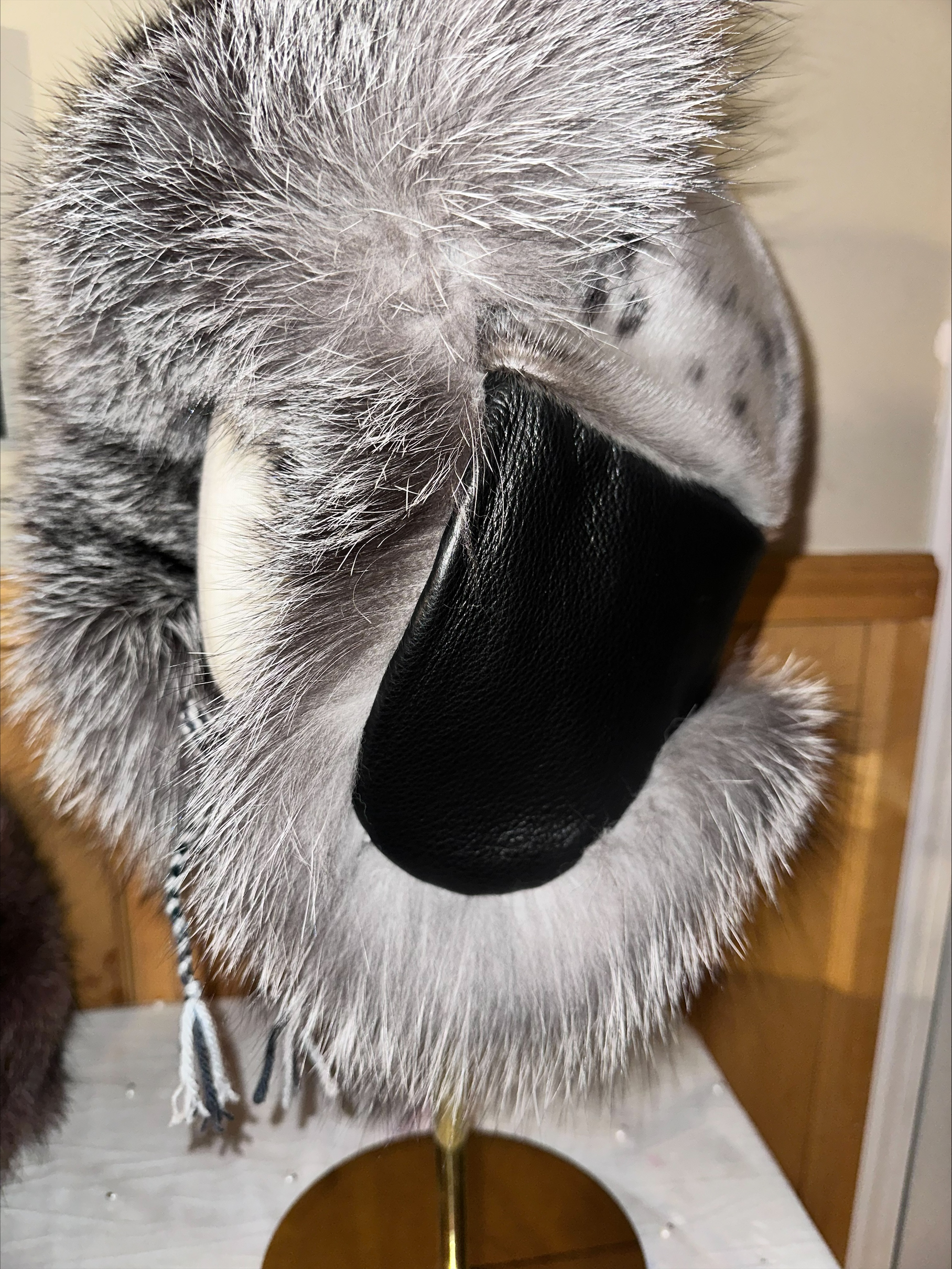Harp Sealskin and Indigo Fox Fur Trapper Hat