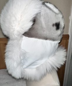 Harp Sealskin and Natural White Fox Fur Trapper Hat