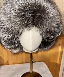 Alternative view of Harp Sealskin and Indigo Fox Fur Trapper Hat