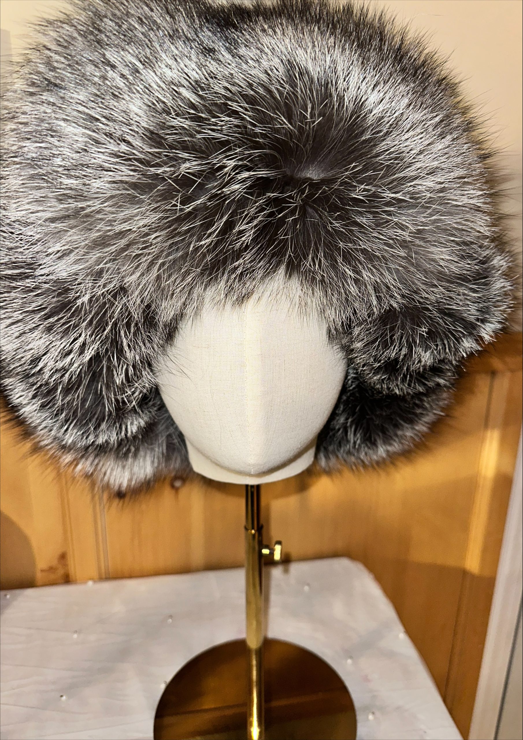 Harp Sealskin and Indigo Fox Fur Trapper Hat - Image 2