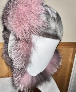 Alternative view of Harp Sealskin and Indigo Twilight Mauve Fox Fur Trapper Hat