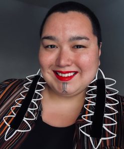 Black Seal Fur Earrings with Dentalium Shell