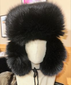 Alternative view of Harp Seal & Black Fox Fur Trapper Hat