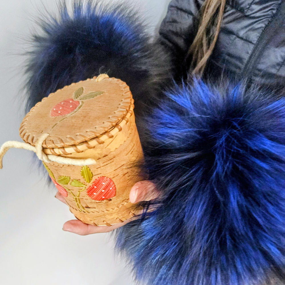 Electric Blue Sealskin Wrist Warmers - Image 3