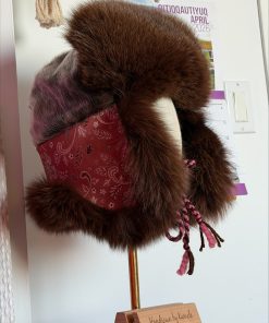 Alternative view of Ringed Sealskin and Printed Hide Trapper's Hat (Made to Order)