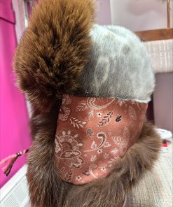 Ringed Sealskin and Printed Hide Trapper's Hat