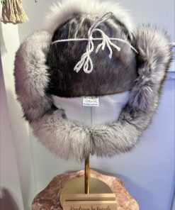 Ringed Sealskin and White Hide Trapper's Hat