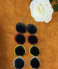Alternative view of Medicine Wheel Colour Edge Sealskin Earrings