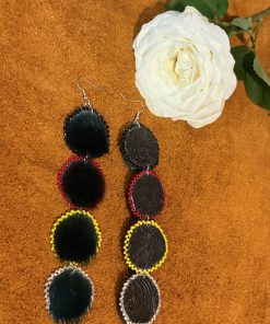 Medicine Wheel Colour Edge Sealskin Earrings
