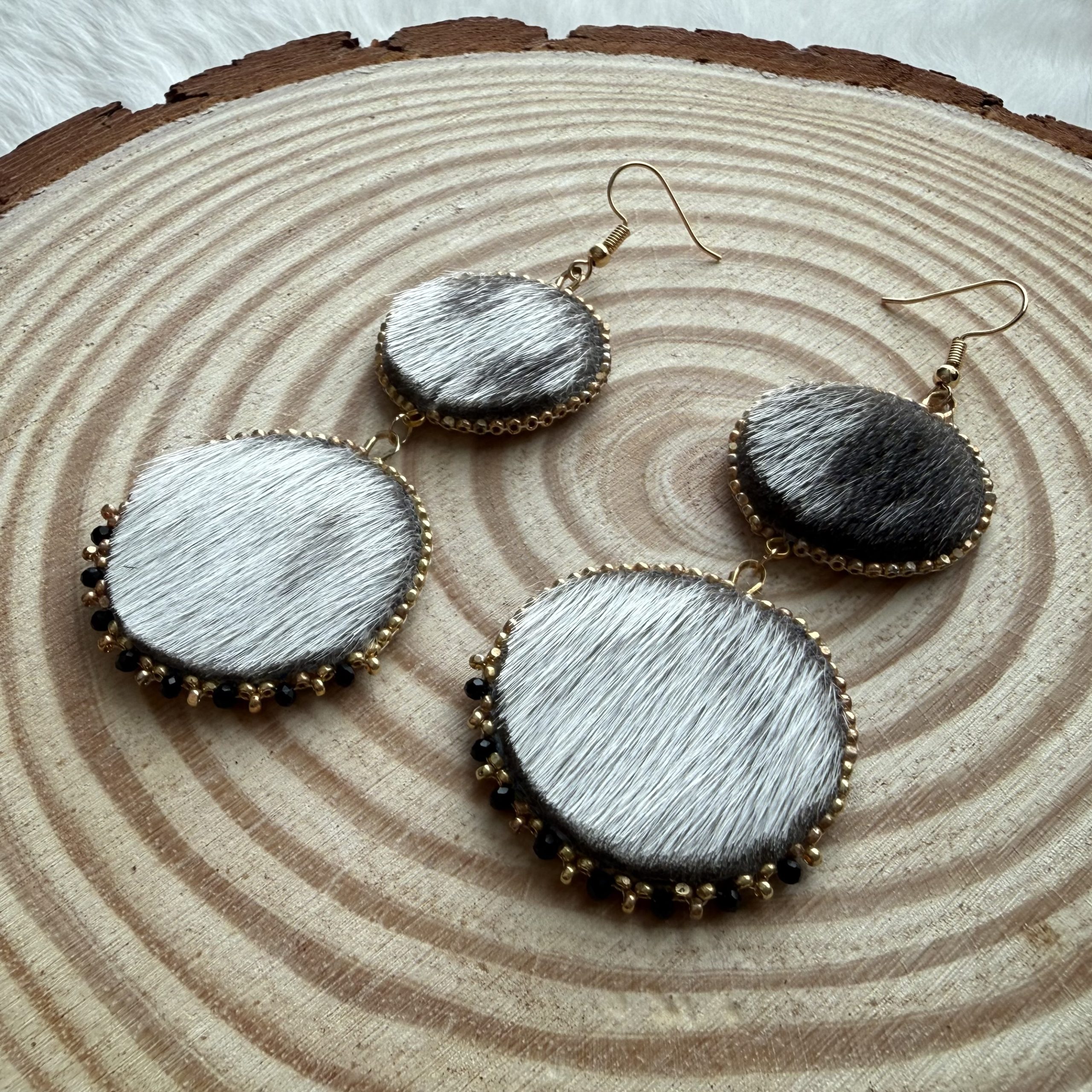 2-Tier Sealskin Earrings - Image 2