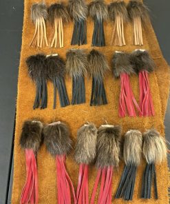 Leather, Beaver Fur Earrings
