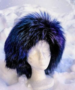 Glamorous Aurora-Dyed Scandinavian Fox Fur Hat with Satin Kasha Lining
