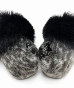 Ringed Sealskin & Printed Leather Mittens (Available)