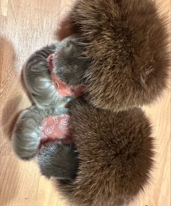 Alternative view of Harp Sealskin & Printed Leather Mittens (Made to Order)