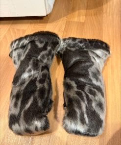 Alternative view of Ringed Sealskin & Black Leather Mittens (Made to Order)